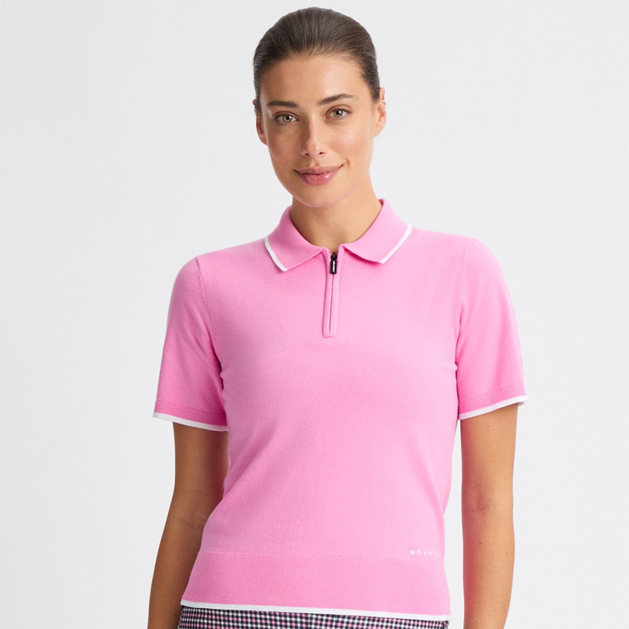Rohnisch Knitted Ladies Golf Polo Shirt Fuchsia Pink